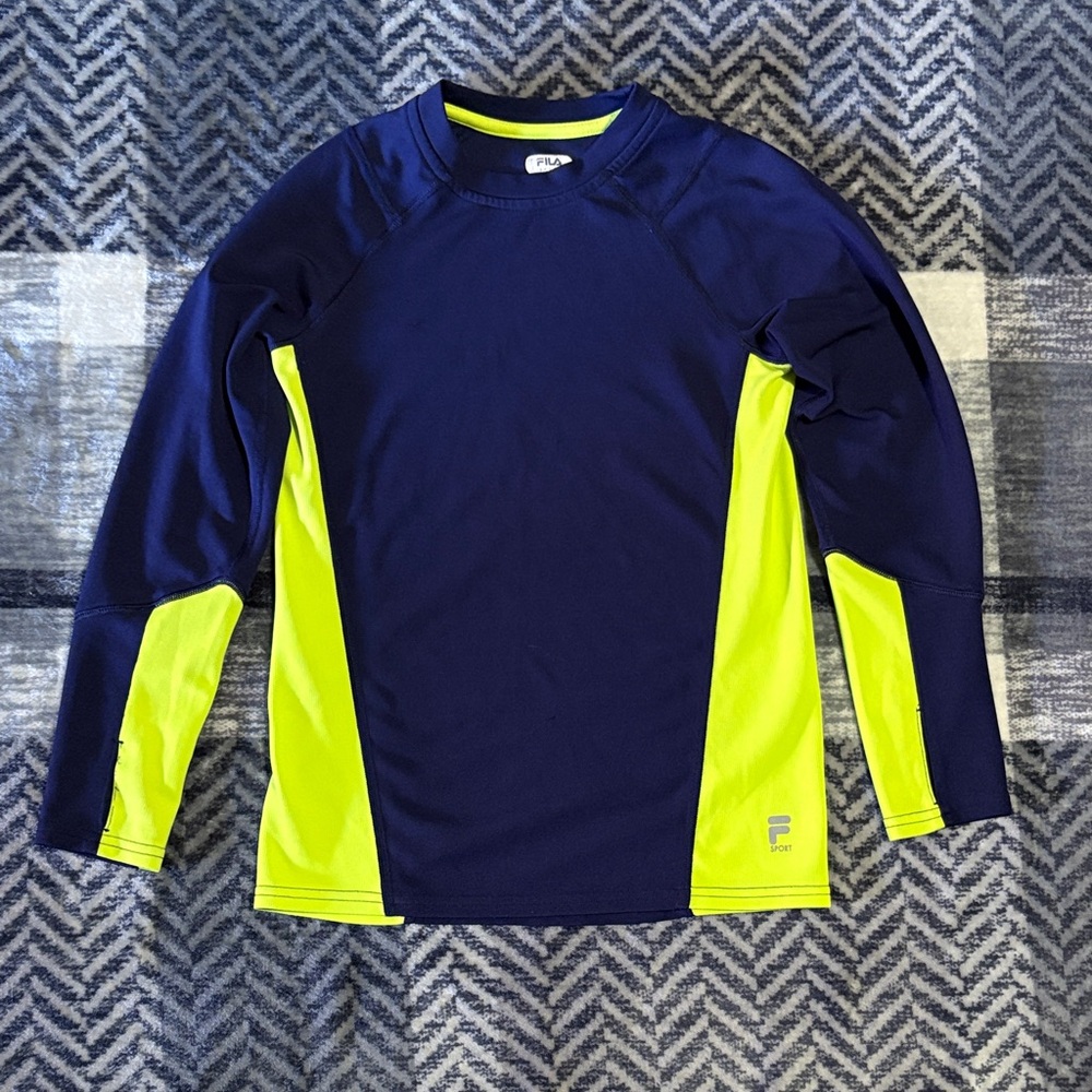 🦋Fila Kids Long Sleeve Shirt - Dark Blue and Bright Yellow
